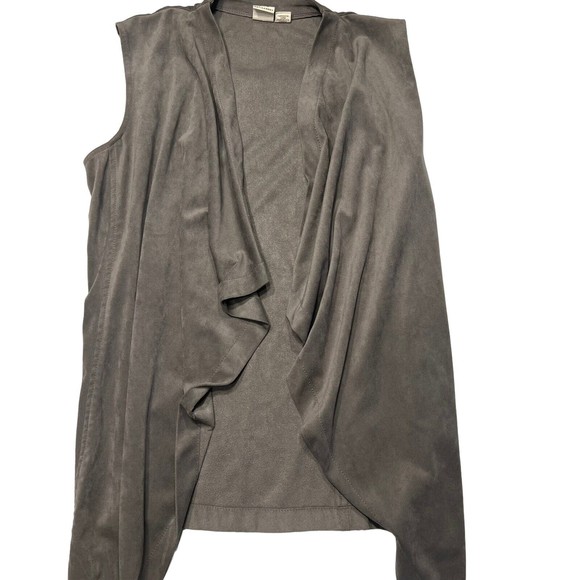 Artisan NY Vest Faux Suede Womens small Gray Open Front Draped Flyaway Soft - Picture 3 of 9